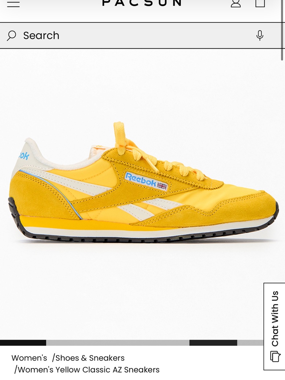 Reebok Yellow Classic AZ Sneakers with White Accents